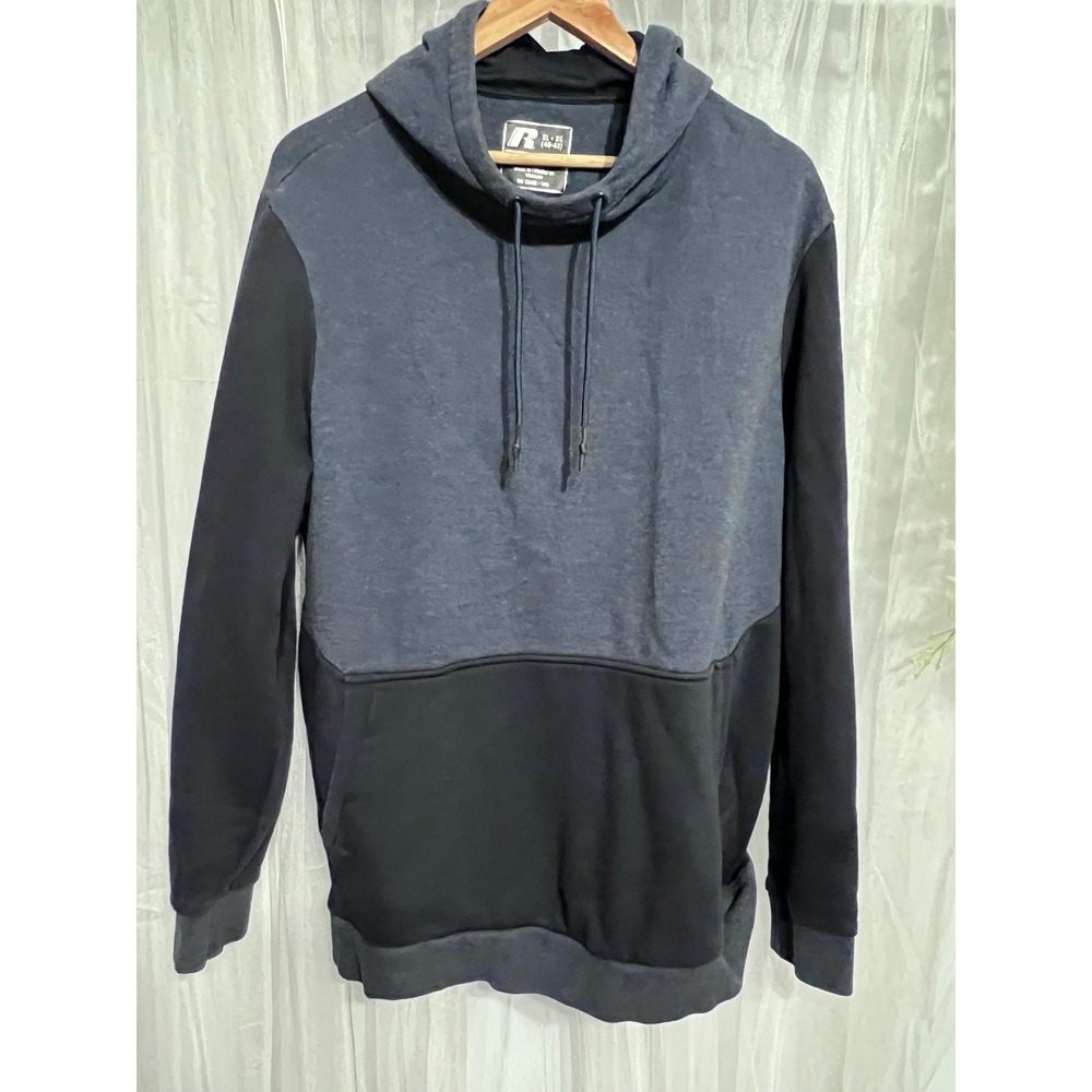 Russell Premium Mens Colorblock Pullover Hoodie Charcoal Black XL RN 52469 1K8